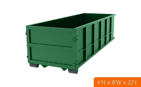 if you need to extend your rental period for our 20-yard dumpsters, please contact us as soon as possible so we can arrange for continued service